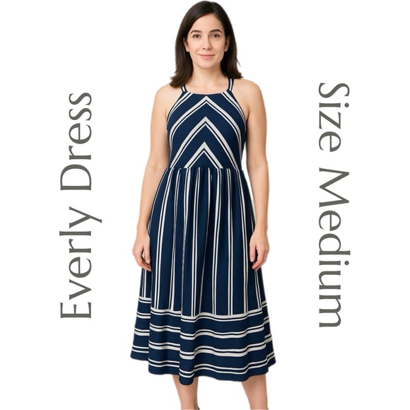Everly Striped Midi Dress - Size Medium - Picture 1 of 10